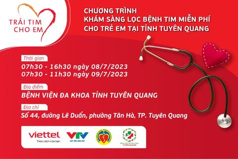 “Trái tim cho em” sẽ tới với trẻ em tỉnh Tuyên Quang  trong 2 ngày 8, 9/7/2023