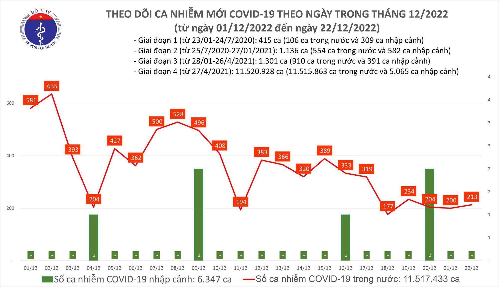 Ngày 22/12: Có 214 ca COVID-19 mới, 1 bệnh nhân ở Quảng Ninh tử vong - Ảnh 1.